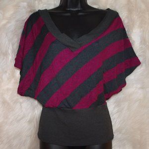 Pink and Grey Diagonal Striped Shirt Size L USED BY P. INC